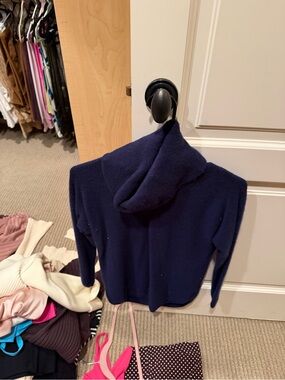 Navy Hooded Women's Sweater - Classic Knit Pullover